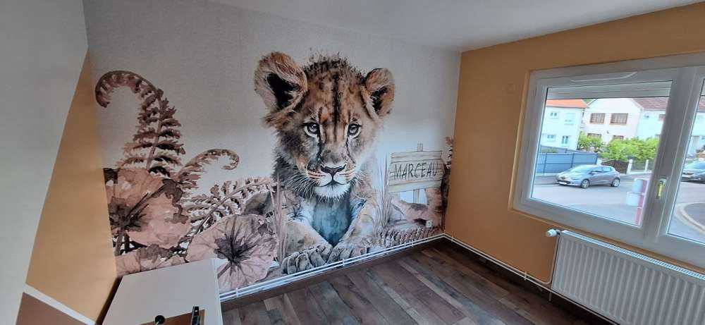 Baby lion in the jungle taupe