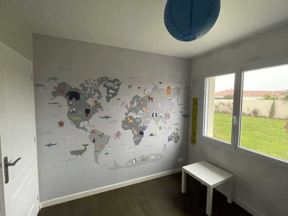 World map with wild animals