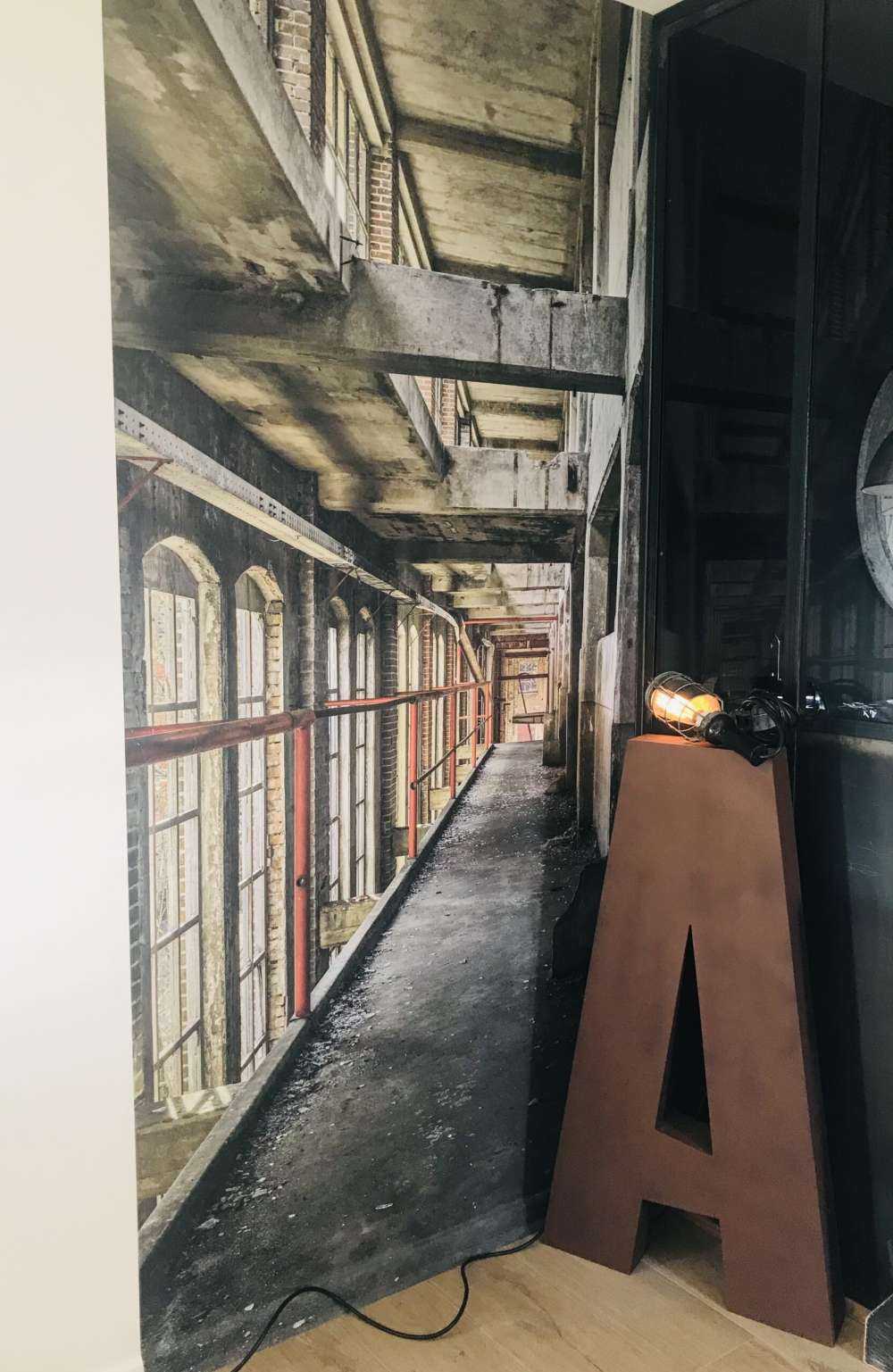 Footbridge in abandoned building