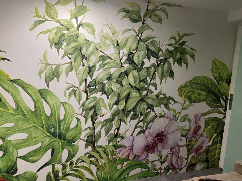 Tropical plants in watercolour
