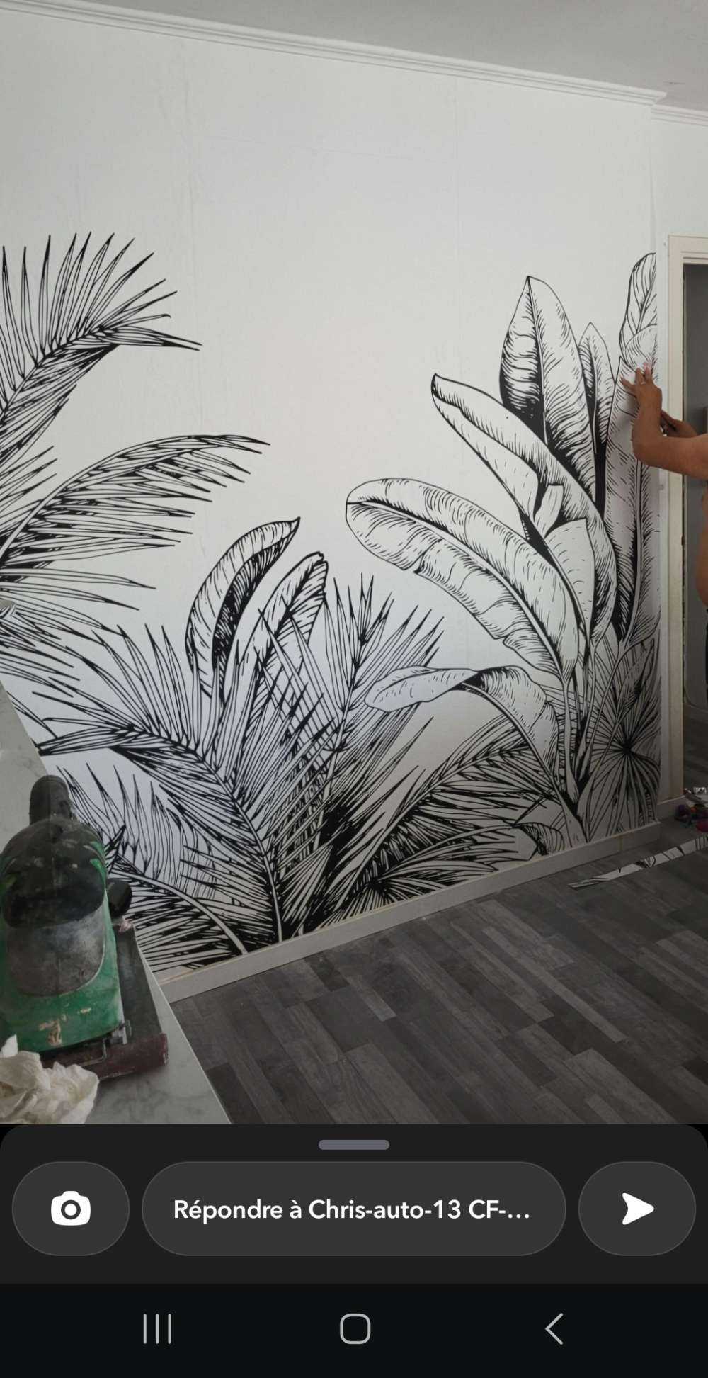 Palm trees and banana leaves