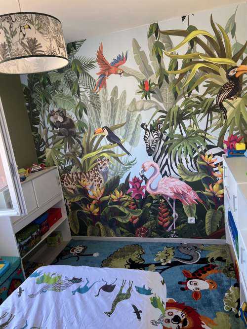 Colourful jungle with animals