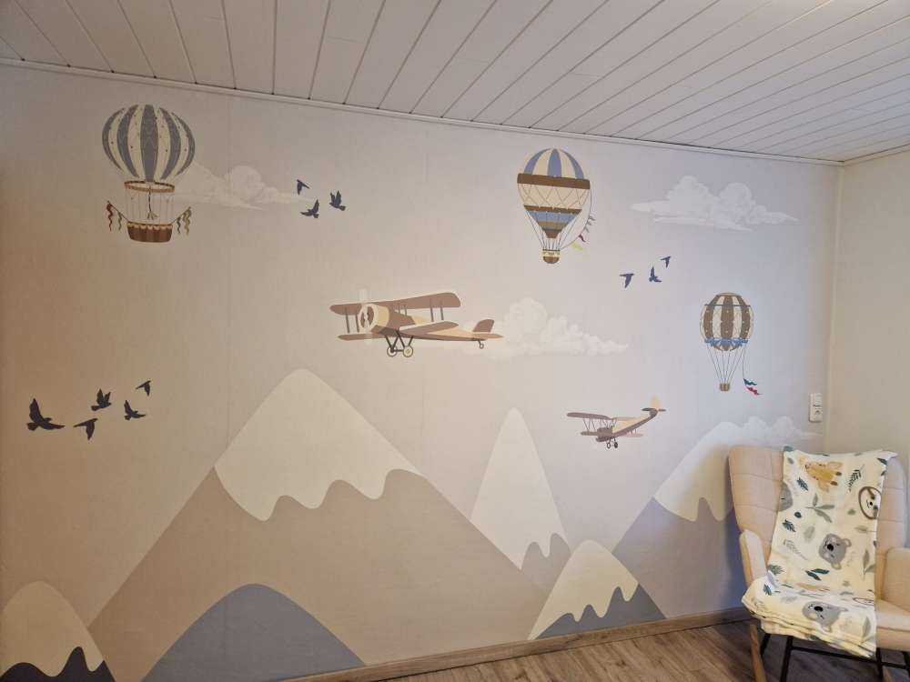 Mountains with balloons