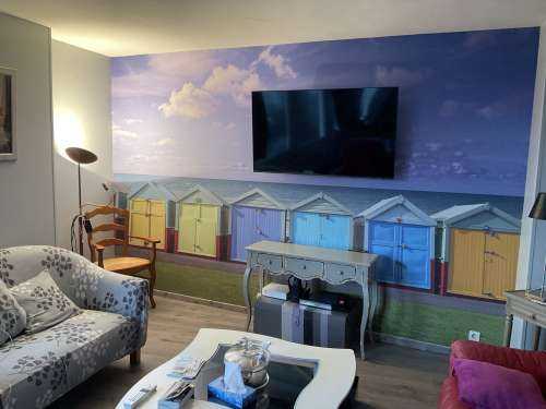 Colourful beach huts