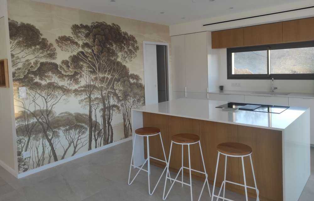 Forest landscape near Rome with setting sun