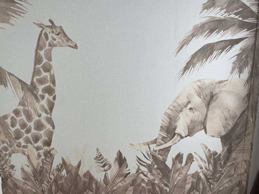 Various jungle animals in taupe