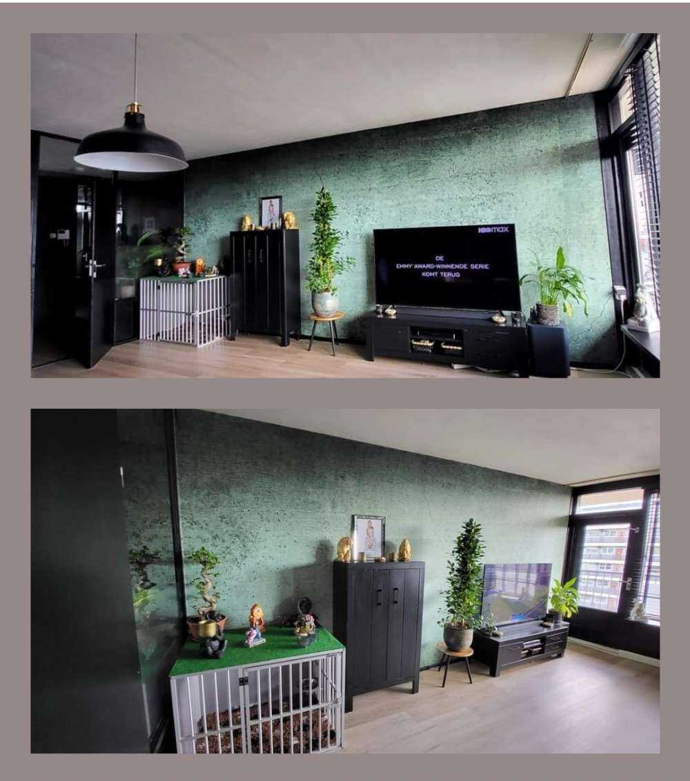 Green concrete wall