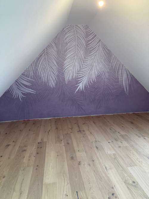 Palm leaves on concrete