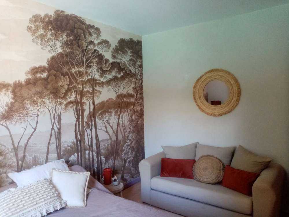 Forest landscape near Rome with setting sun