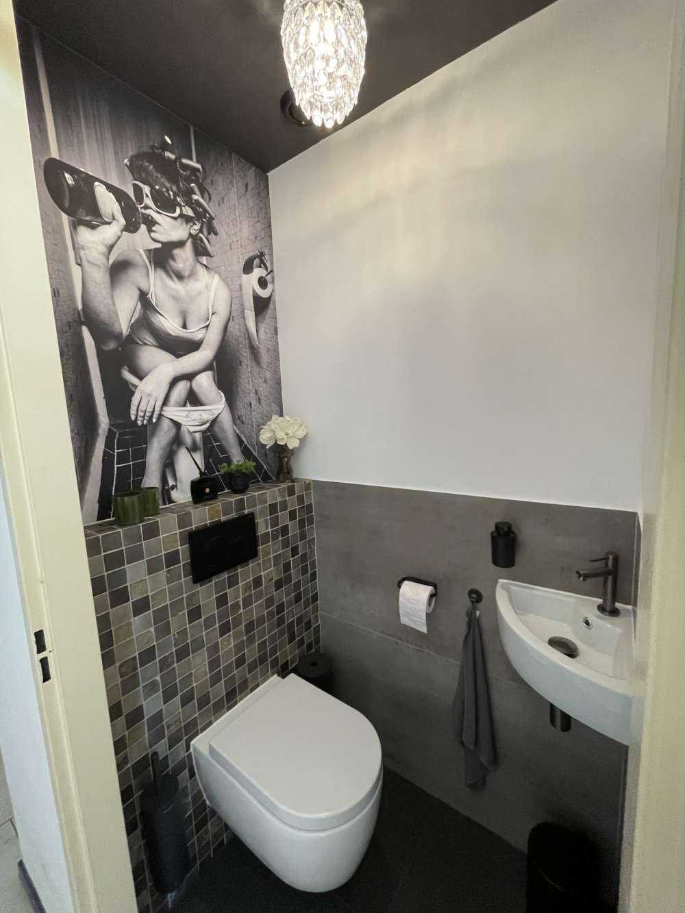 Vrouw op toilet