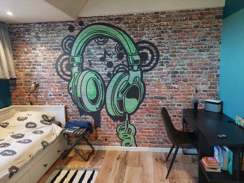 Graffiti on old brick wall