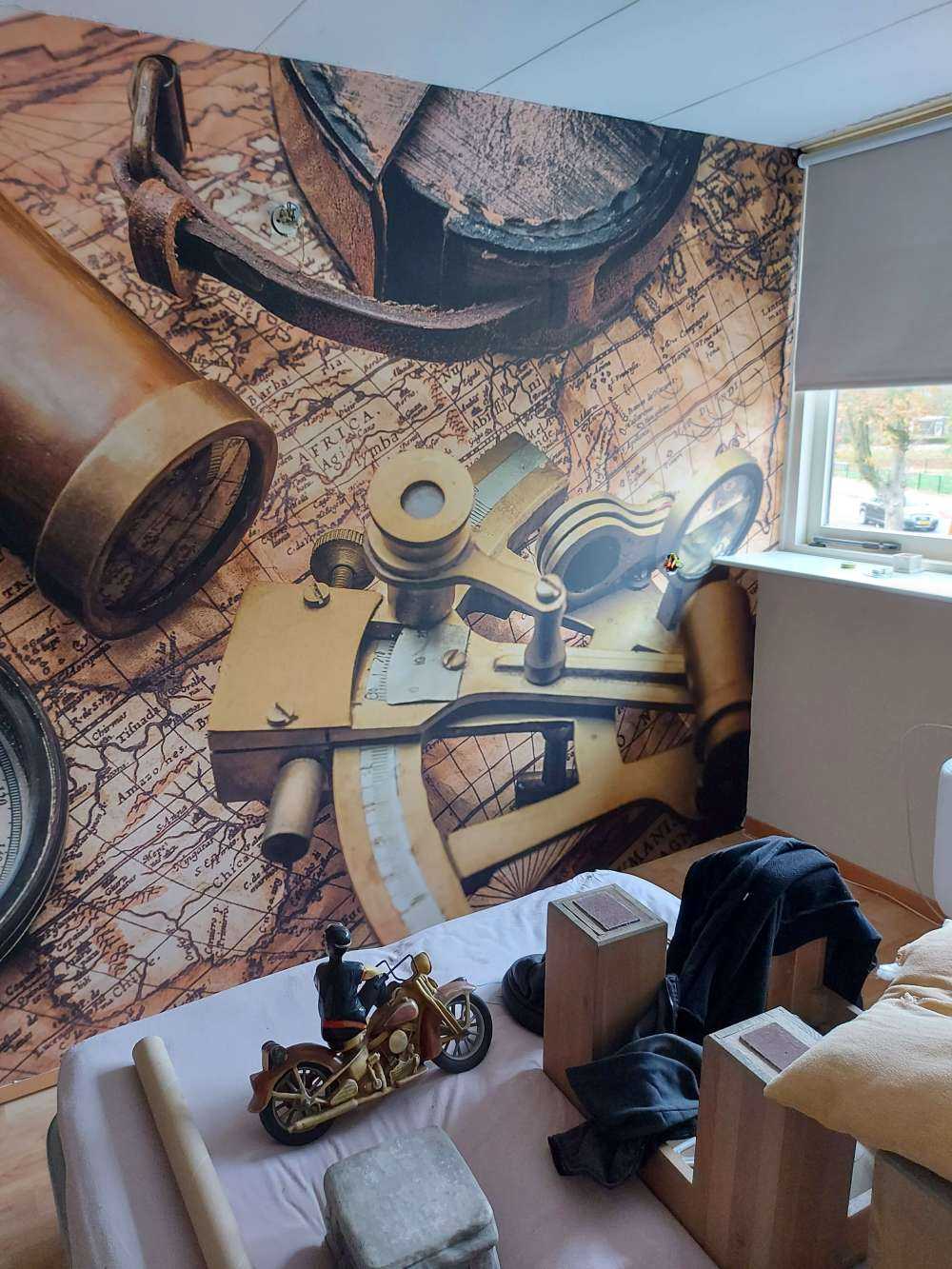 Vintage world map with compass