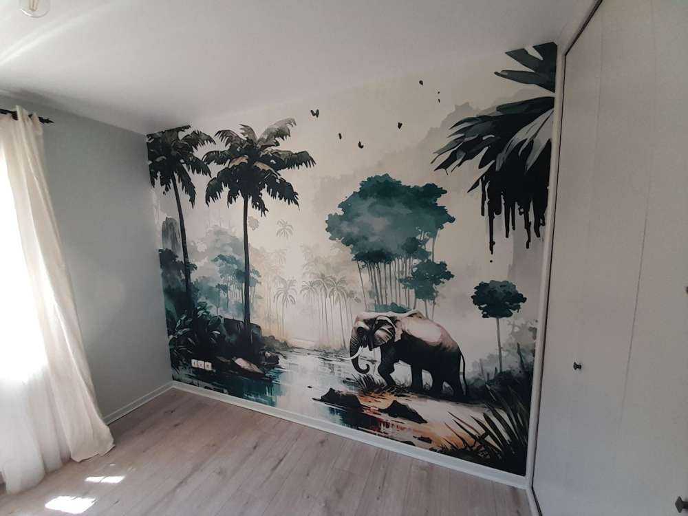 Tropical jungle in watercolor style