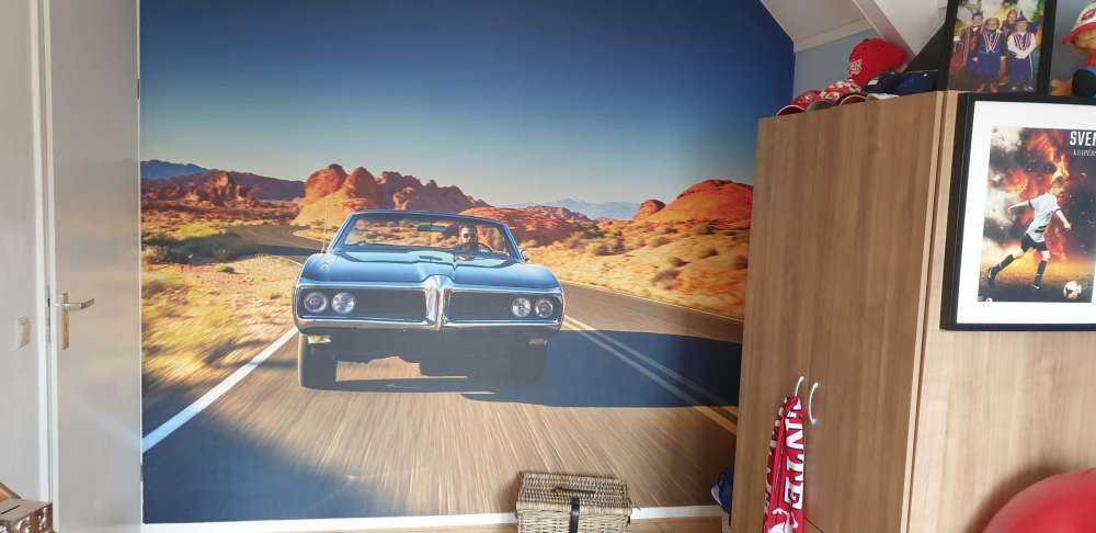 Muscle car in an American landscape