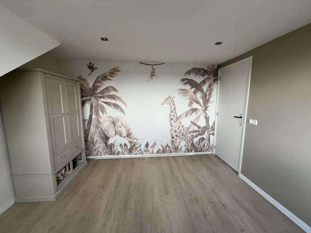 Various jungle animals in taupe