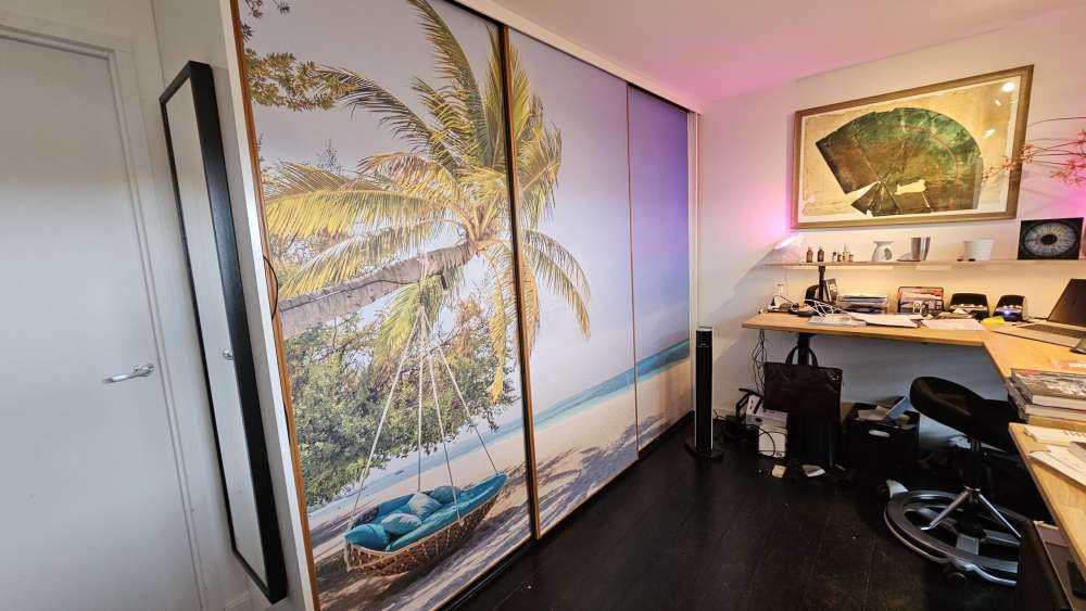 Tropical beach with swing