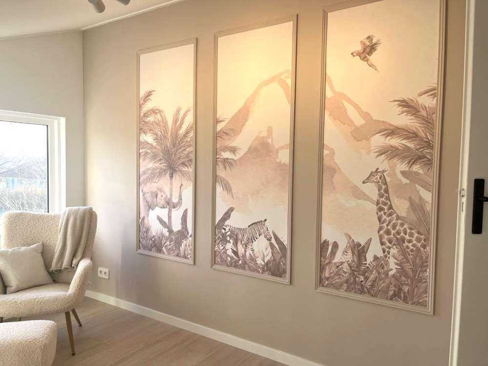 Jungle animals in taupe