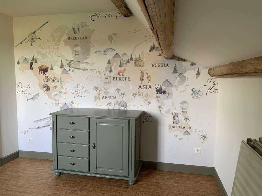 World map with different animals