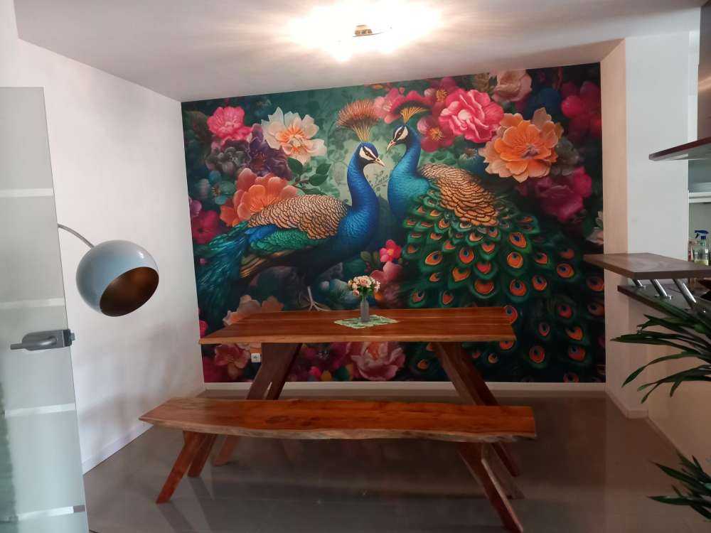 Floral Ball with Peacocks