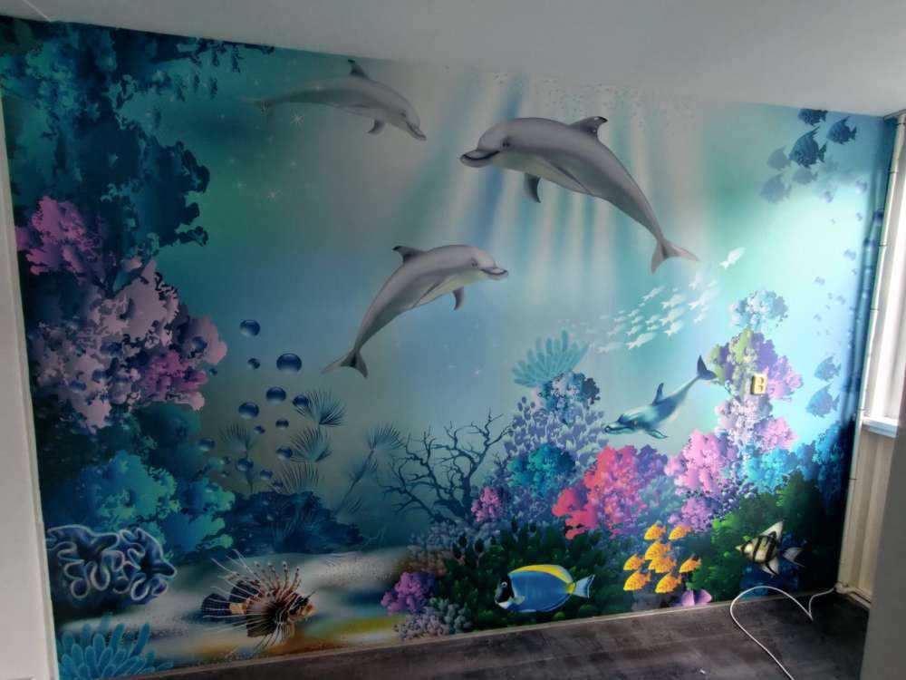 Underwater world with dolphins