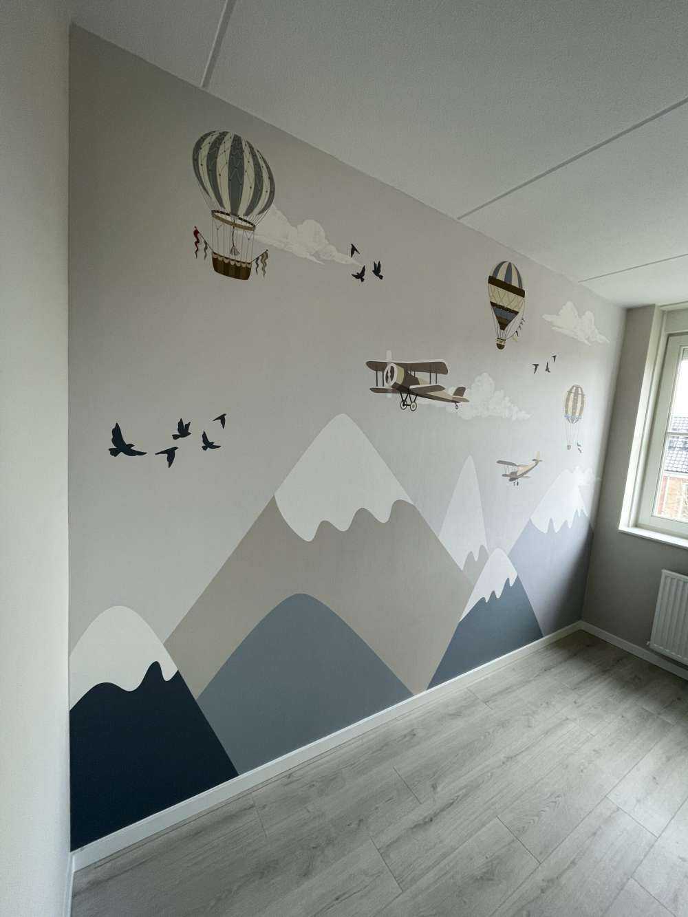 Mountains with balloons