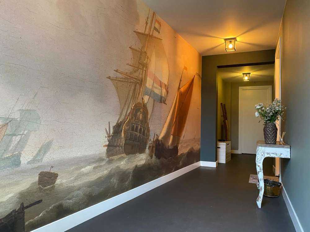 Rocky sea with ships