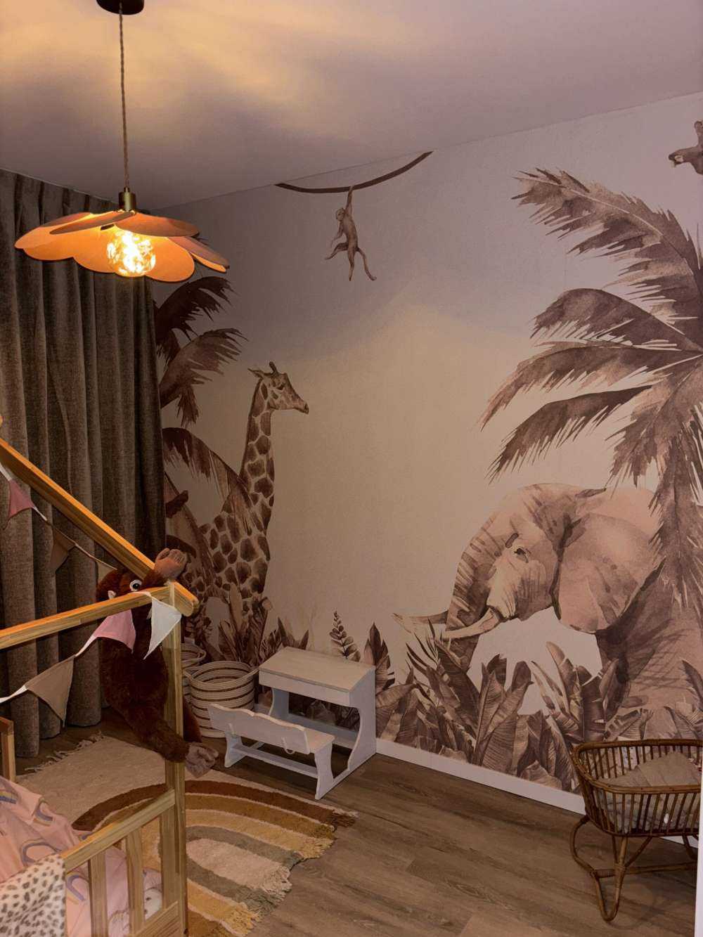 Various jungle animals in taupe