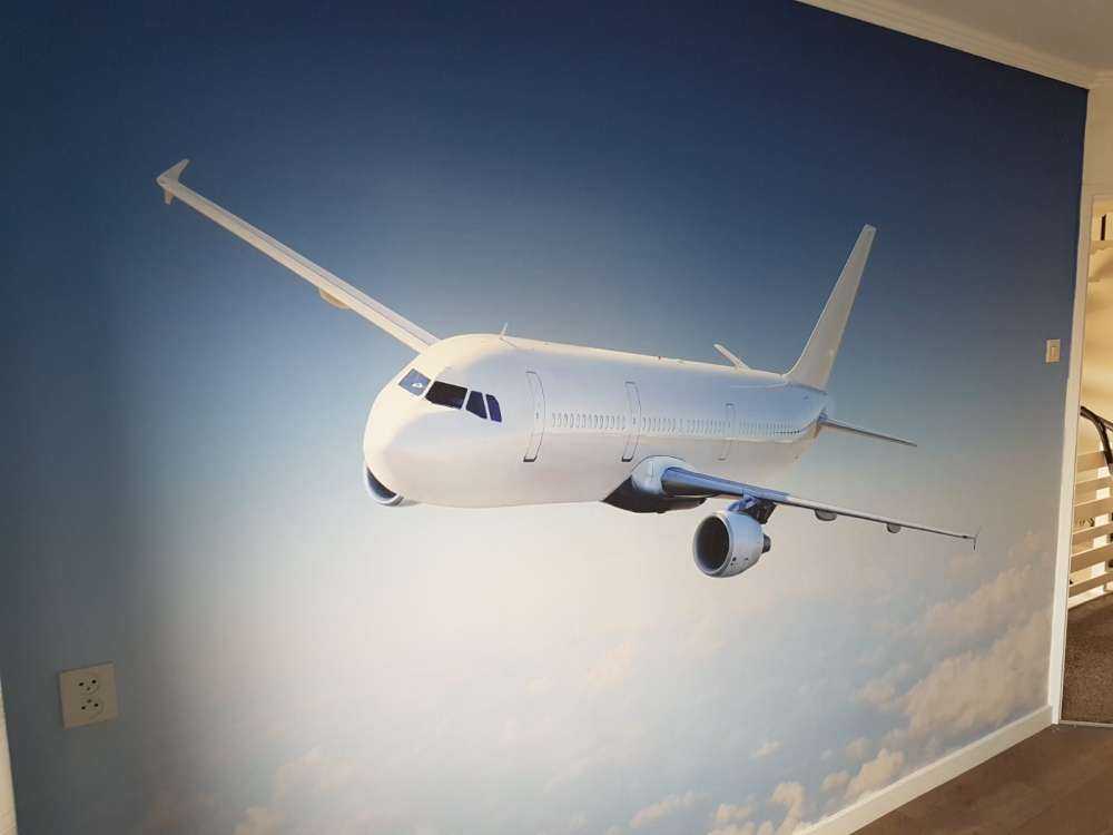 Airplane above the clouds