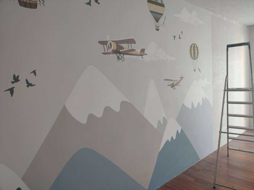 Mountains with balloons