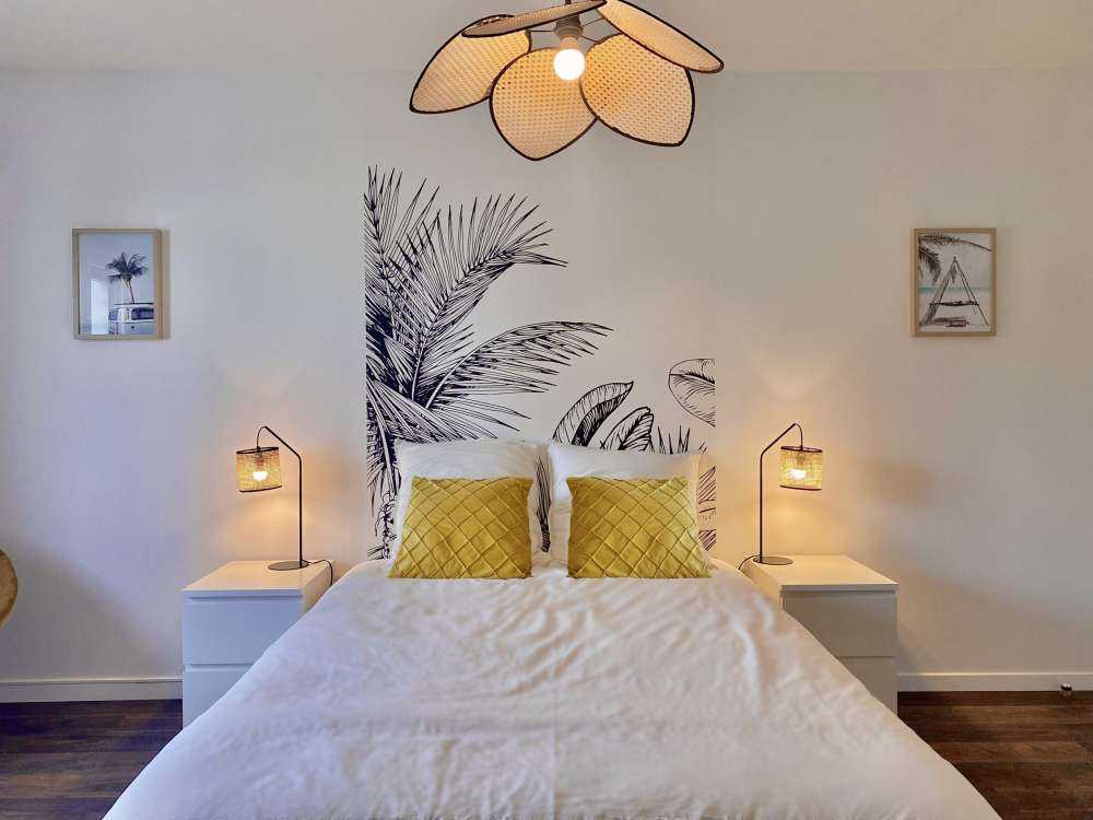 Palm trees and banana leaves