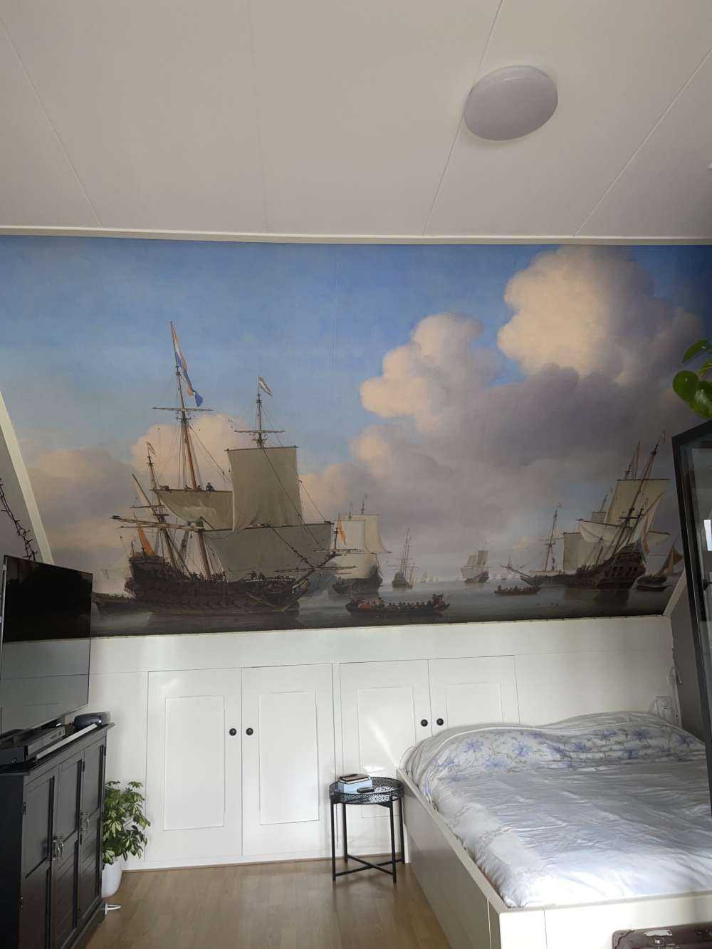 Photo wallpaper Rijksmuseum. Dutch ships on a calm sea.