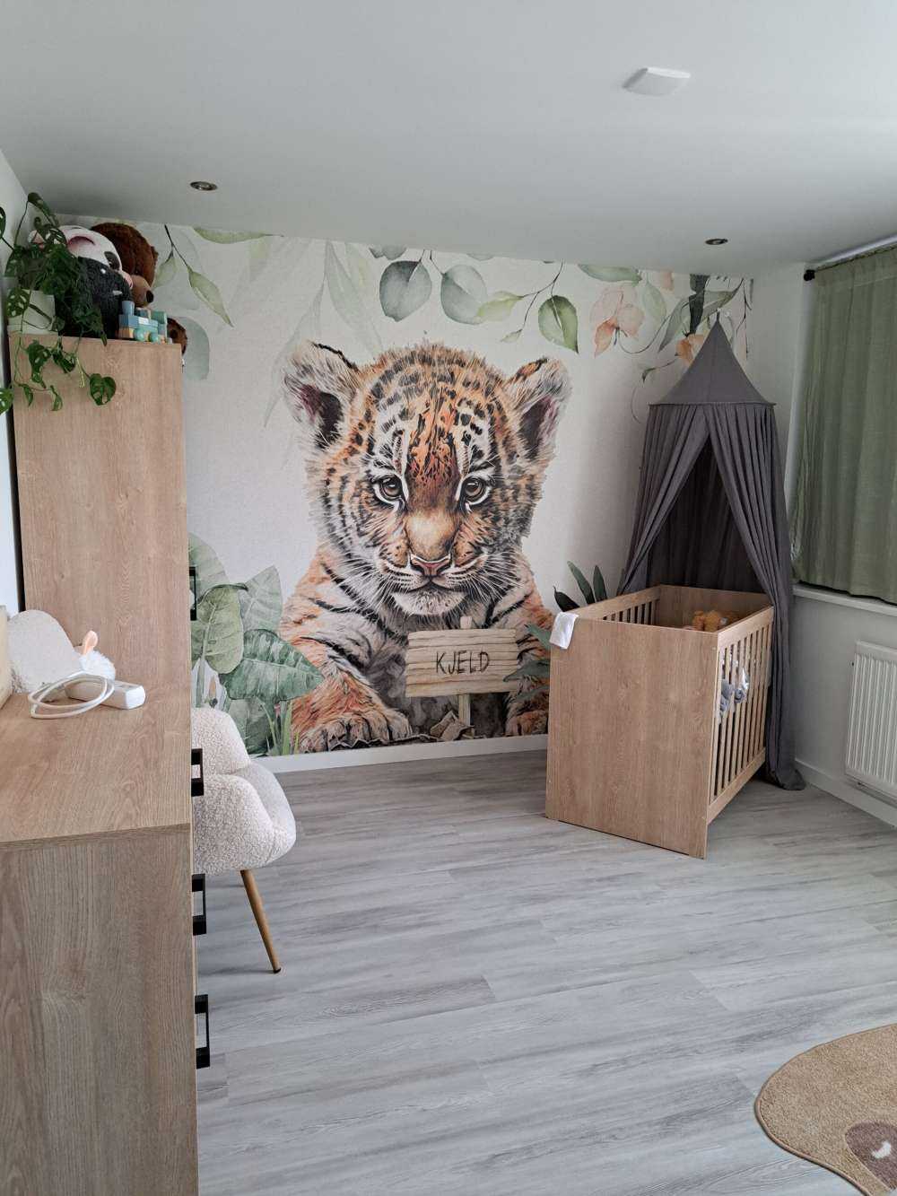 Cute tiger with plants