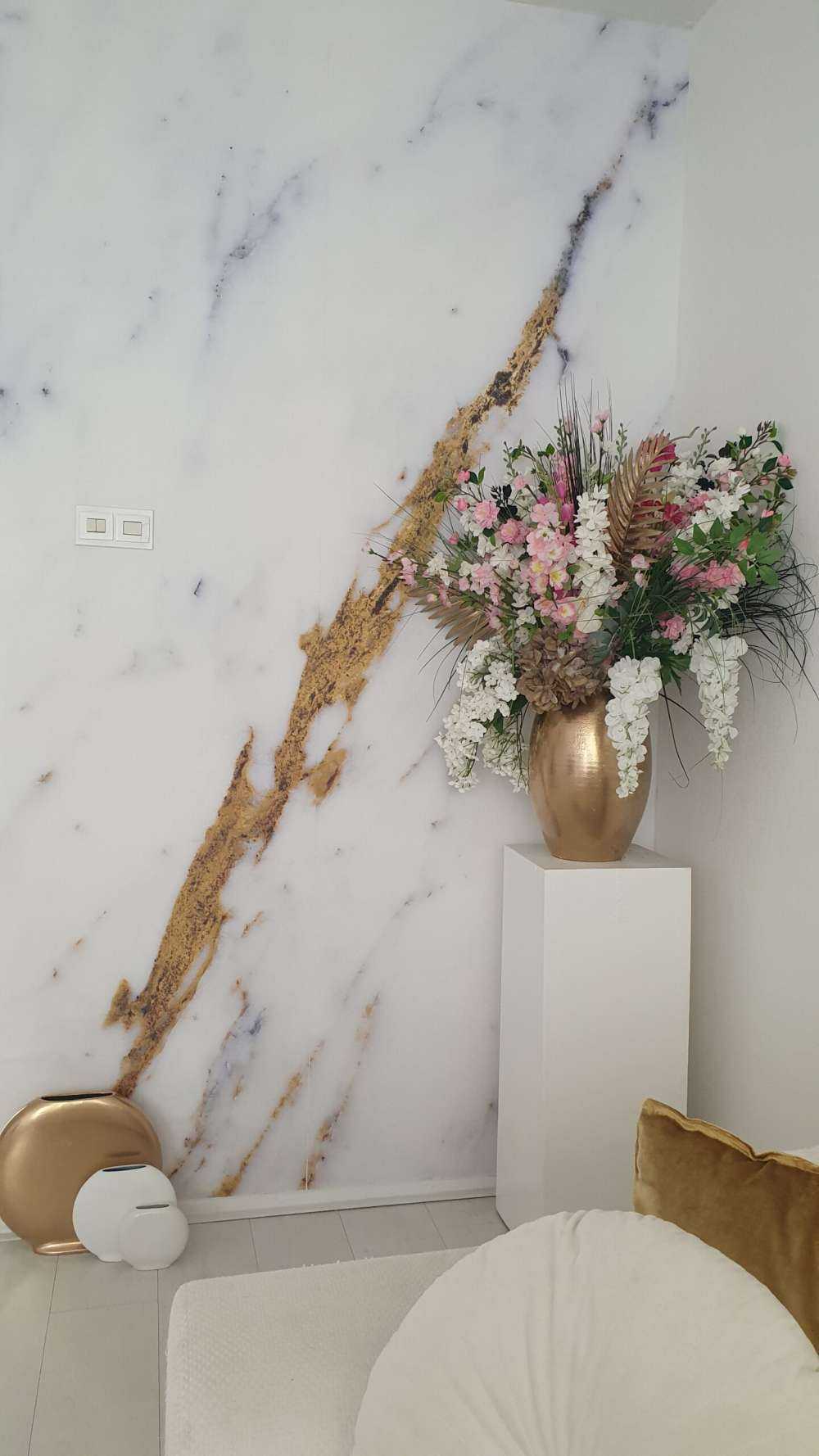 White marble with golden veins