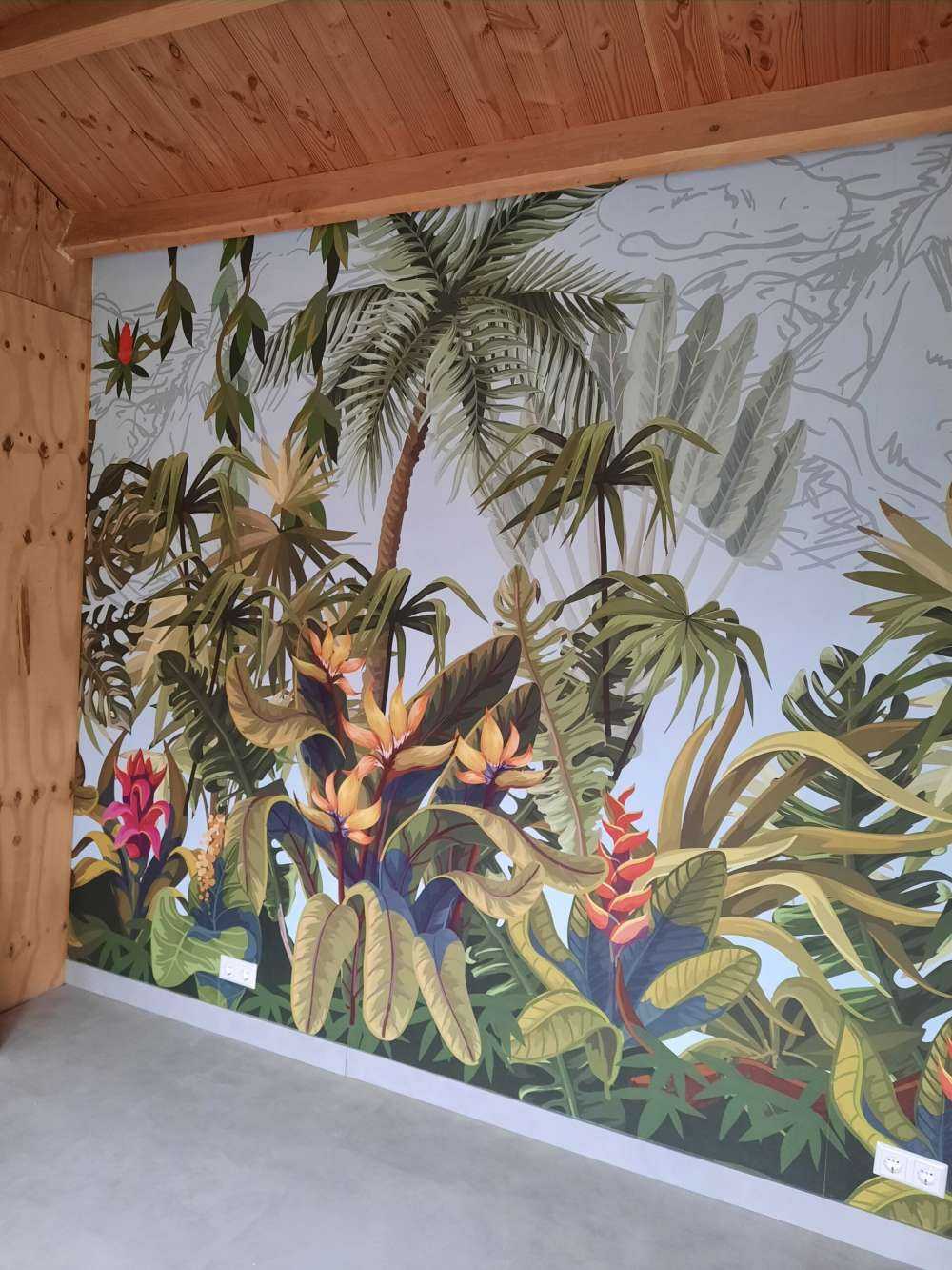 Jungle trees and flowers