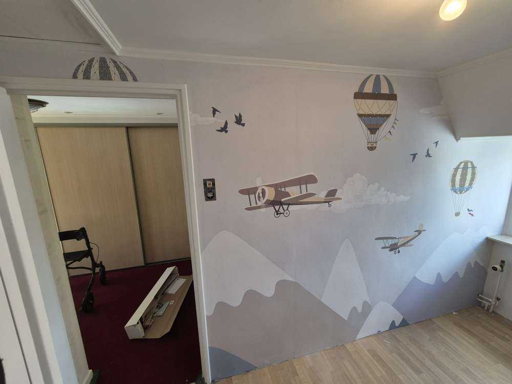 Mountains with balloons