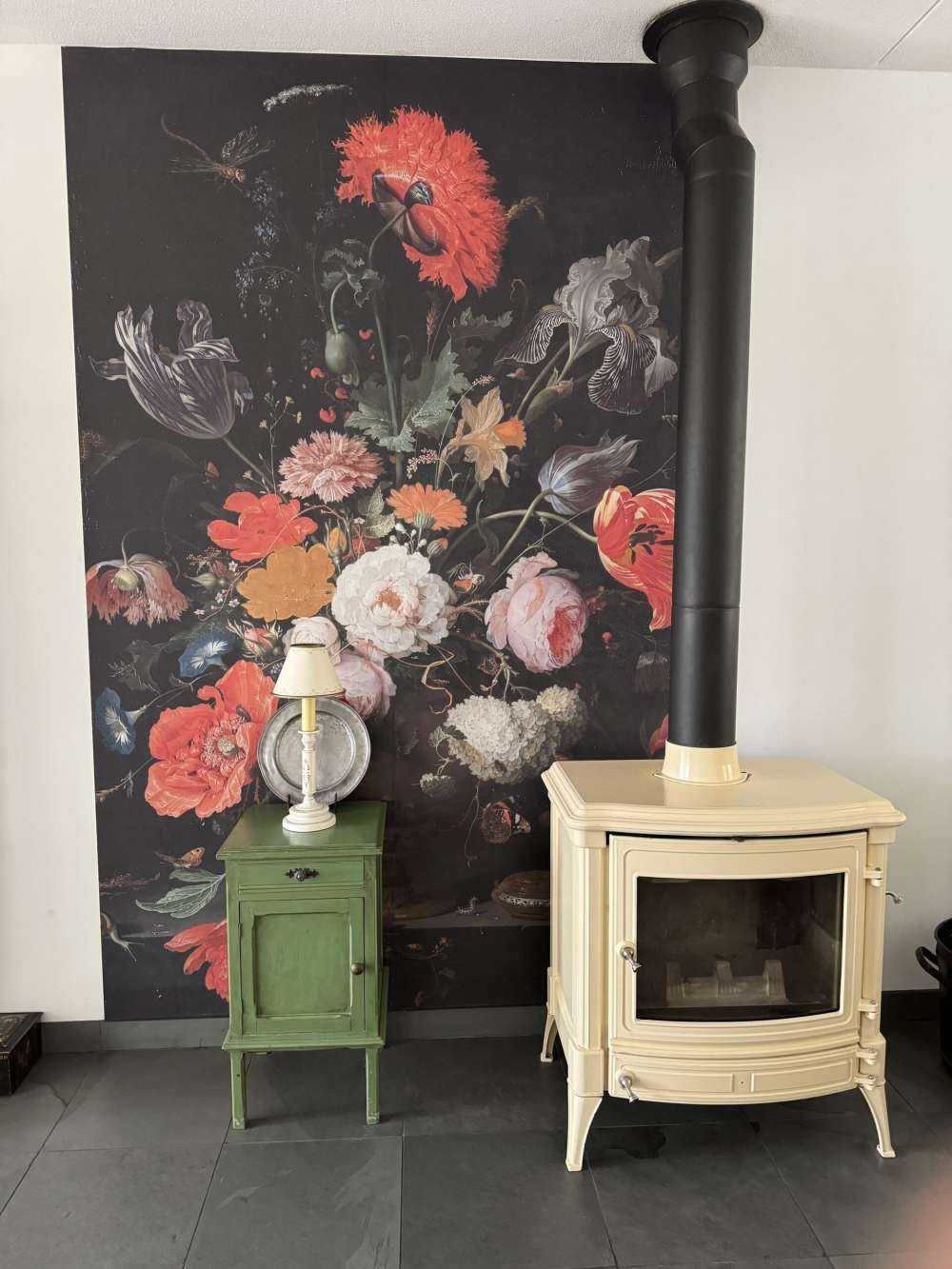 Still life with flowers and a watch