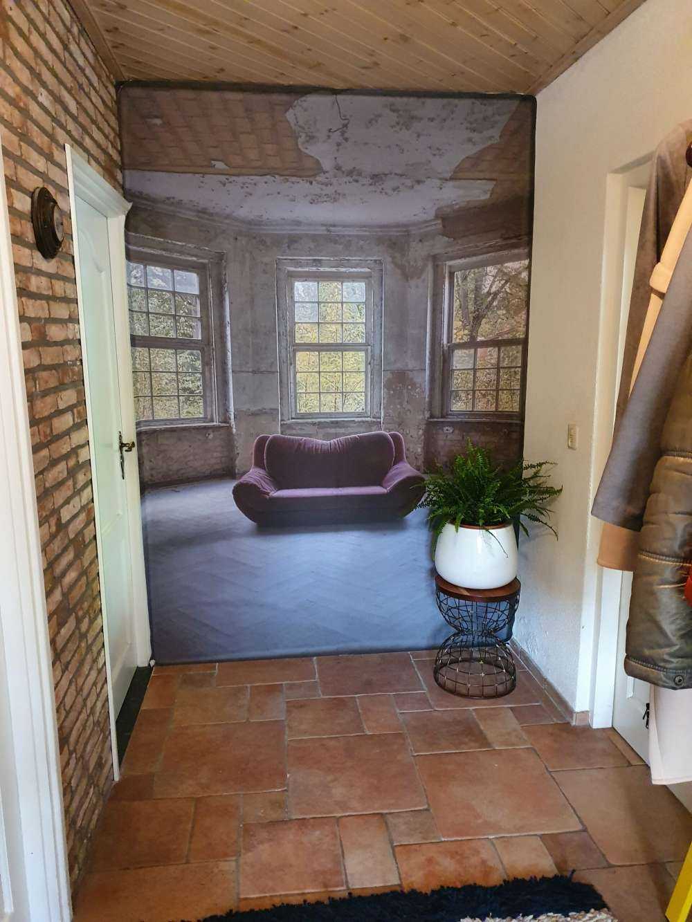 Sofa in abandoned room