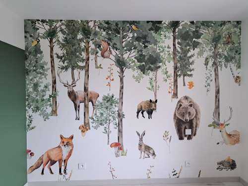 Forest animals of watercolour