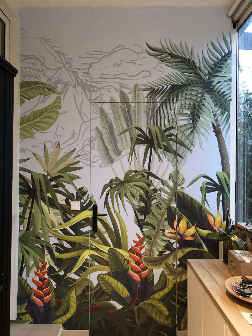 Jungle trees and flowers