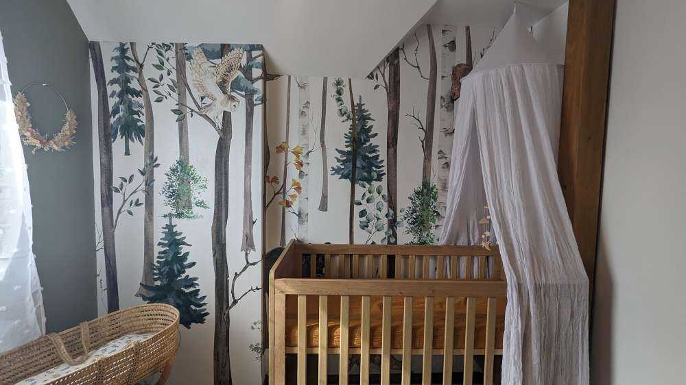 Drawn forest with autumn animals