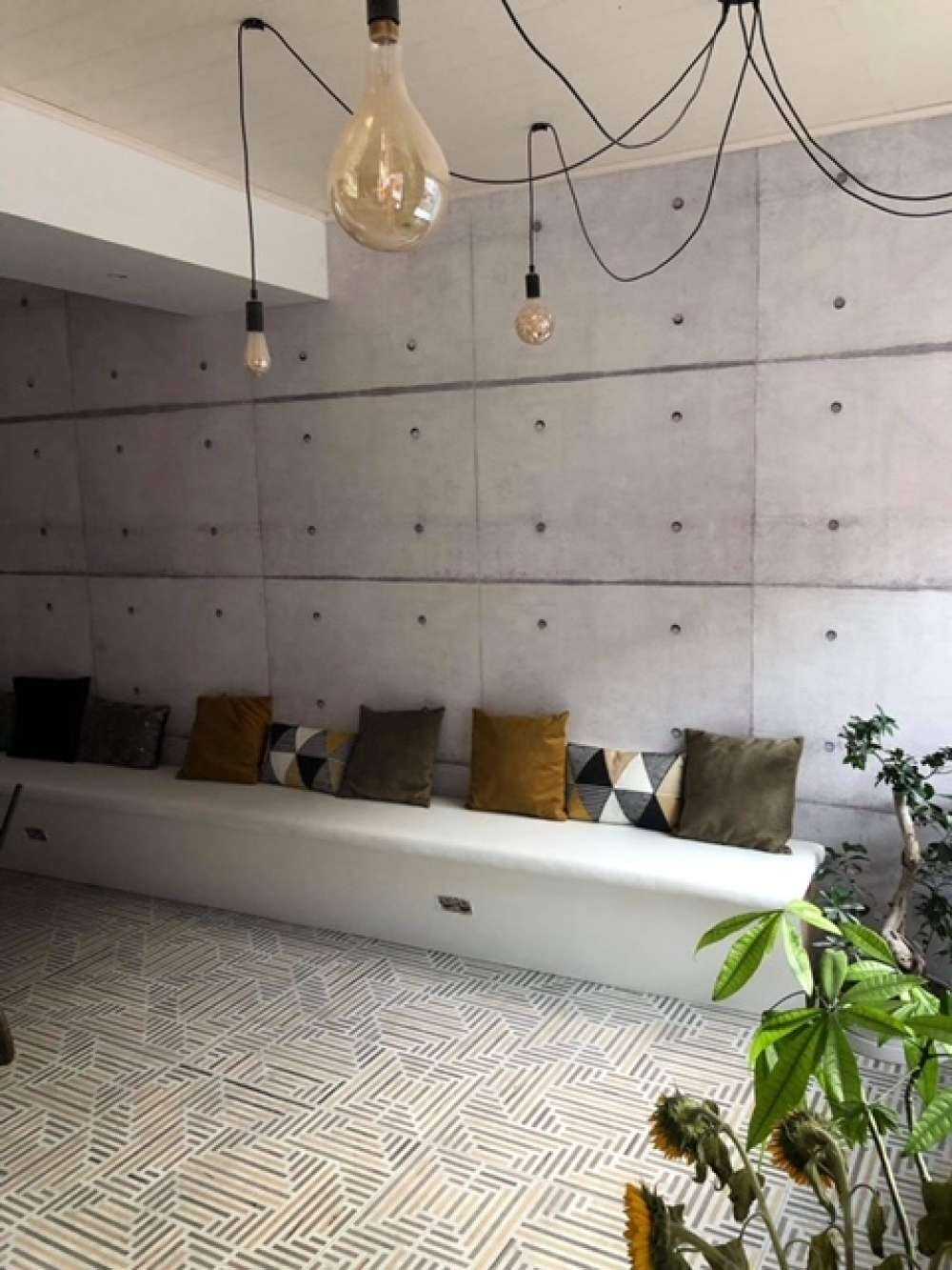 Grey concrete slabs