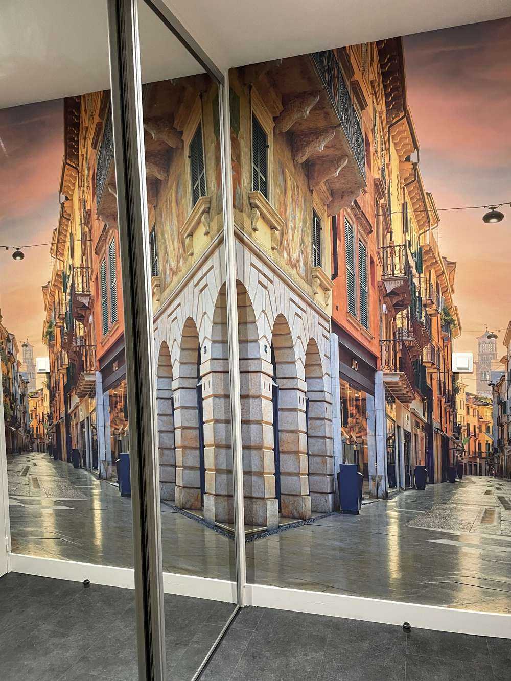 Shopping street at sunrise