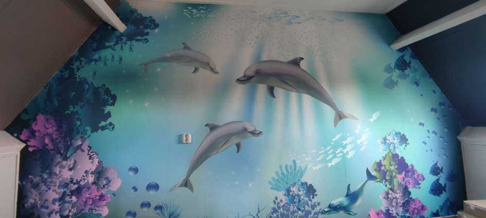 Underwater world with dolphins