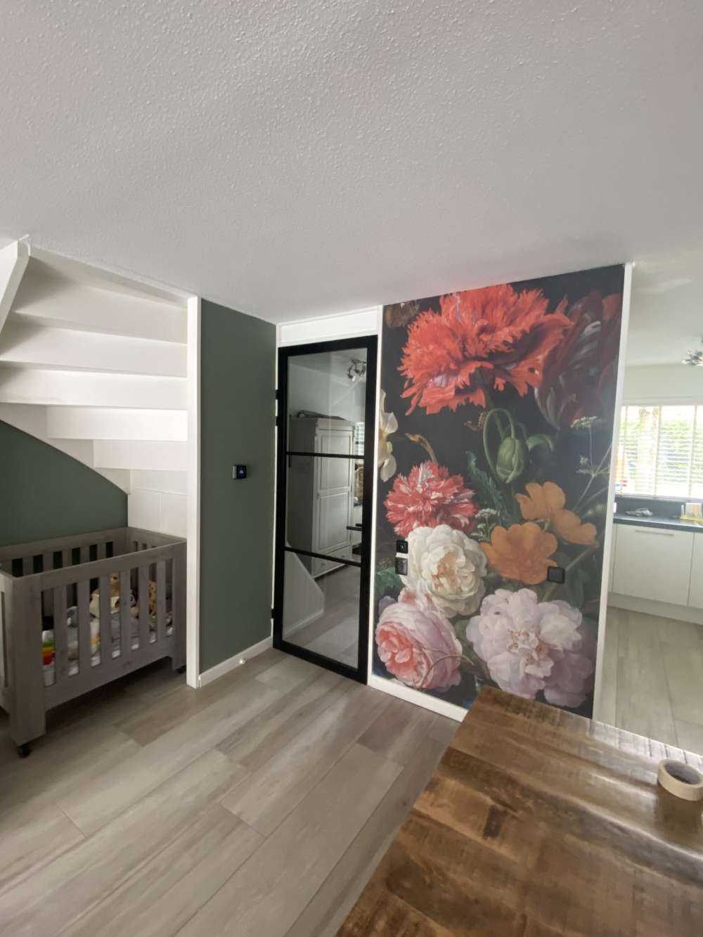 Still life with flowers in a glass vase