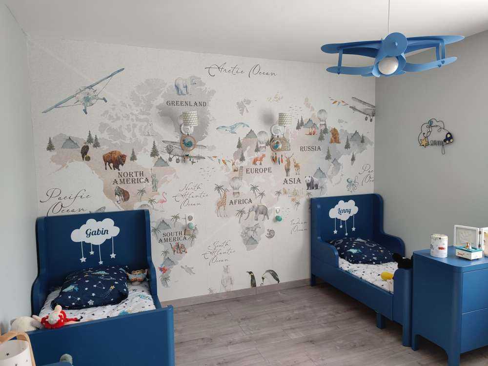 World map with different animals