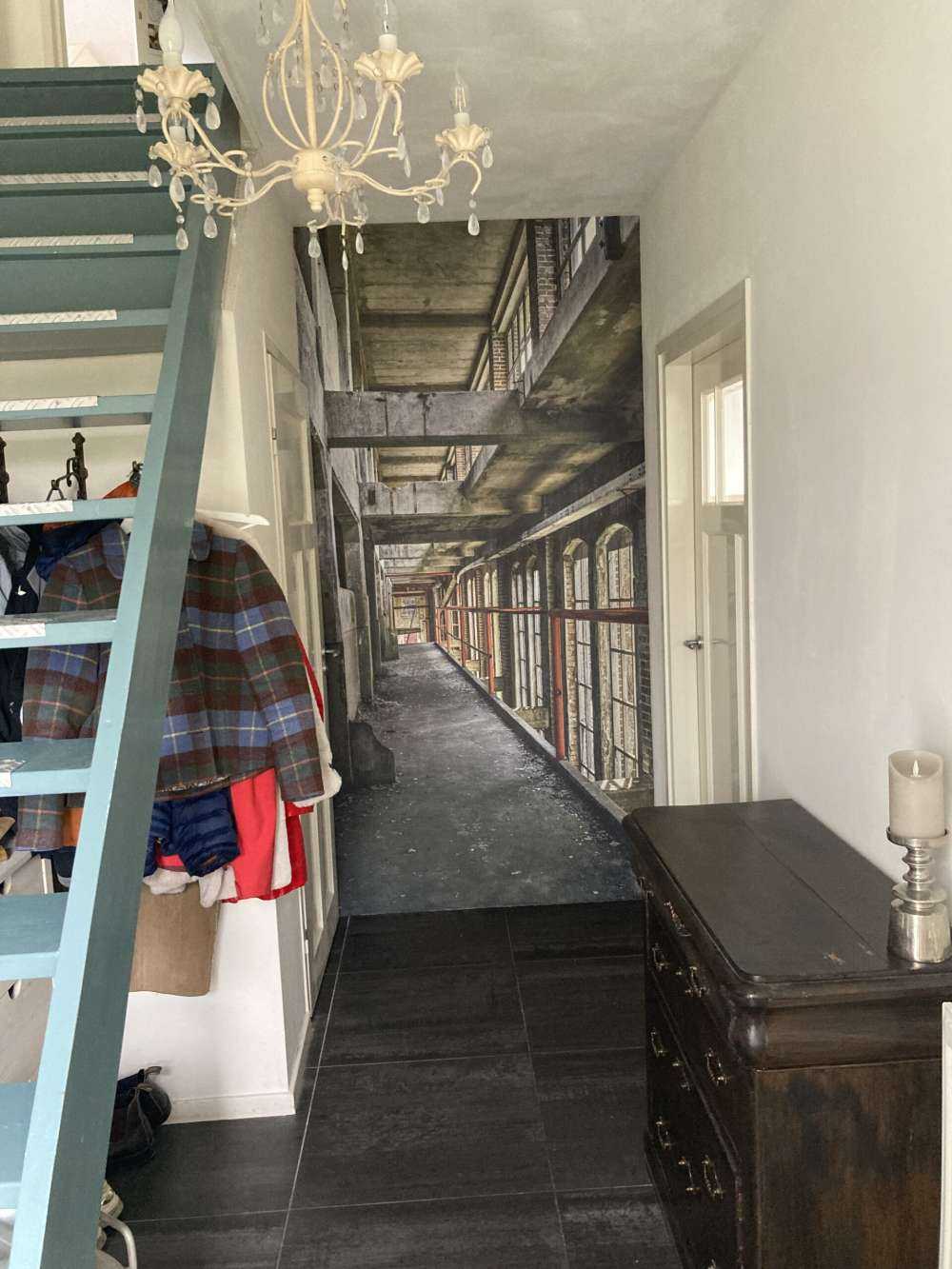 Footbridge in abandoned building