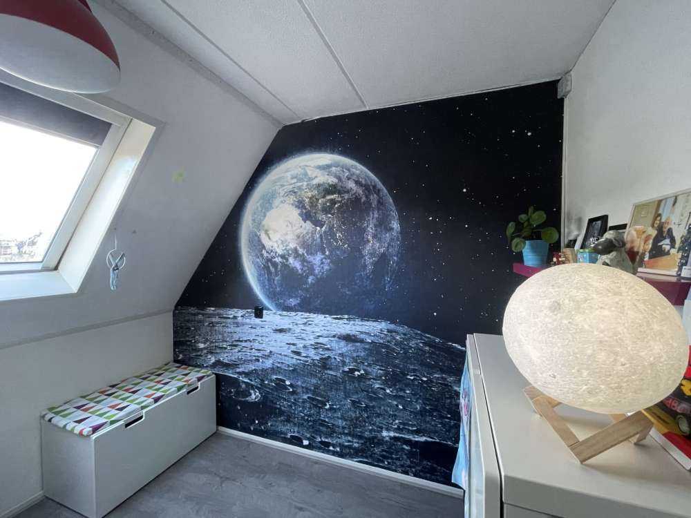Moon and earth