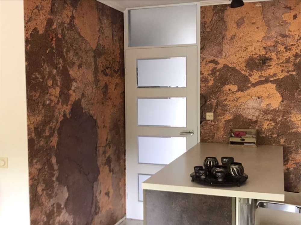 Old wall with yellow stucco