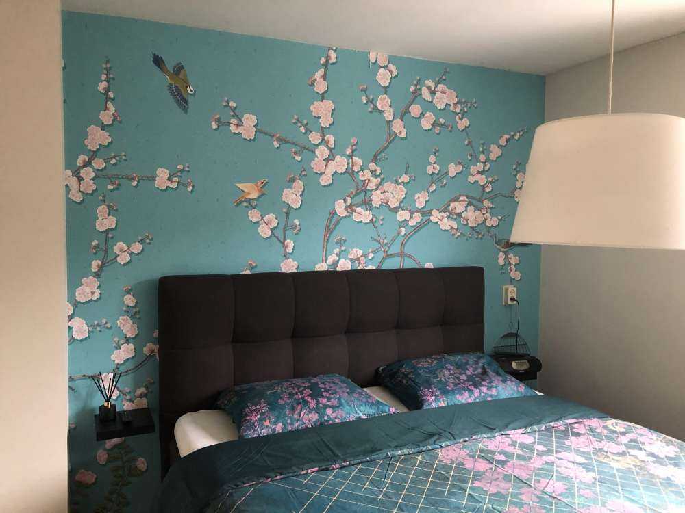 Drawn blossom tree with birds