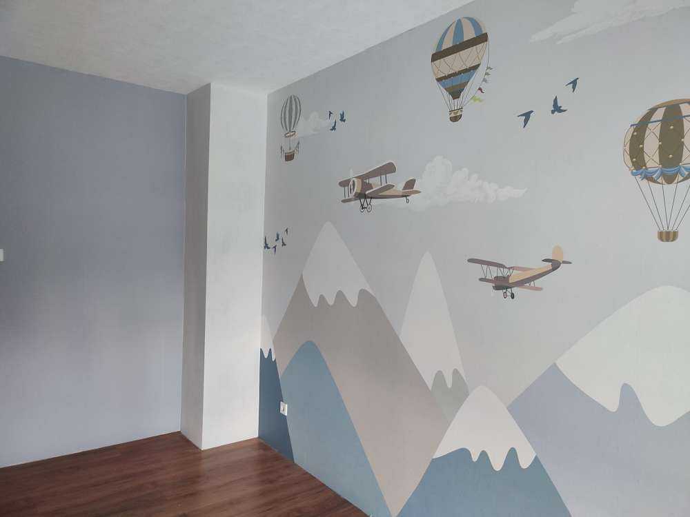 Mountains with balloons